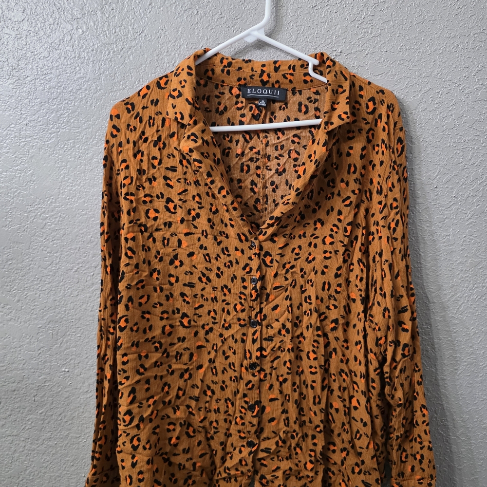 Size 22 Eloquii Leopard Button Down